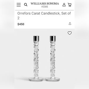 Orrefors Kosta Boda Silver Crystal Candle Holders
